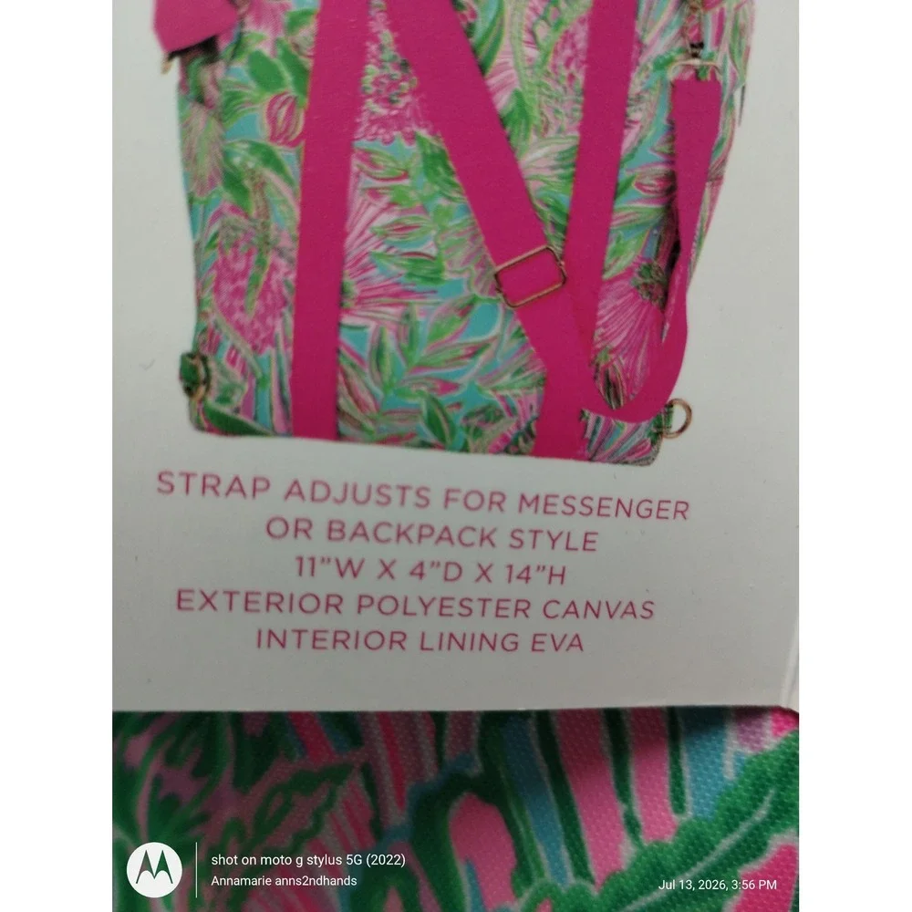 Lilly Pulitzer Coming In Hot Backpack Cooler Insulated Floral Bag Pink Green NEW